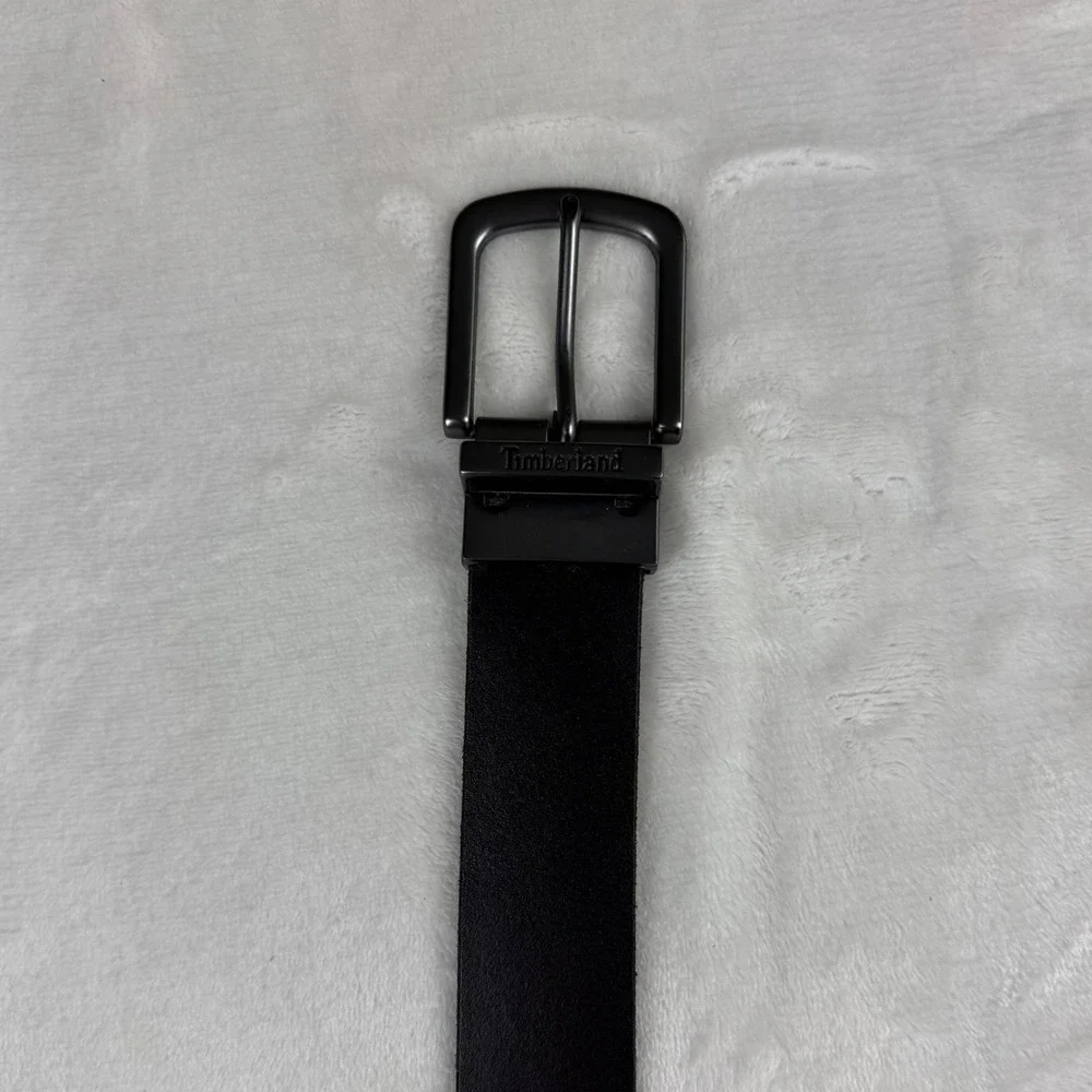 Timberland‎ Reversible Belt Mens Black Brown Leather Gunmetal Swivel Buckle